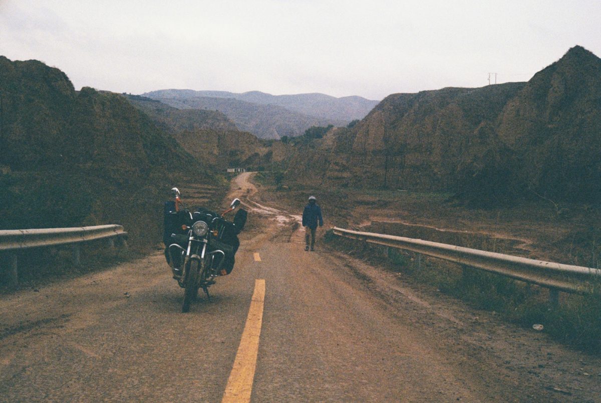 On a mountain road near Bingling Temple in Gansu province